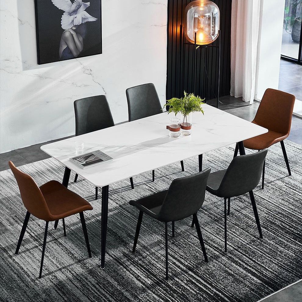 Modern Sintered Stone Dining Room Set Standard Height with 4 Legs Base Dining Set Clearhalo 'Dining Room Sets' 'Dining Tables & Seating' 'dining_room_set' 'furn' 'furn_dining_room_set' 'Furniture' 'furniture_dining_room_set' 'Kitchen & Dining Furniture' 'kitchen&dining_furn' 'kitchen' 1200x1200_e851b2f1-015c-489c-8b43-3af49d67eca0