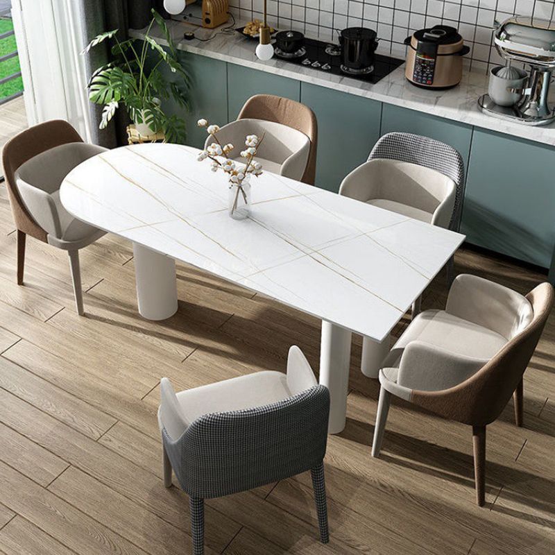 White Dining Table Contemporary Style Dinette Table for Home Kitchen Clearhalo 'Dining Tables & Seating' 'Dining Tables' 'dining_table' 'furn' 'furn_dining_table' 'Furniture' 'Kitchen & Dining Furniture' 1200x1200_e851ff85-dcb4-4b91-84df-ce3625ffcabc