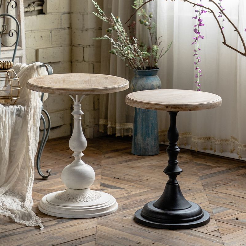 French Country Style Side End Table Pedestal Round Sofa Side Accent Table