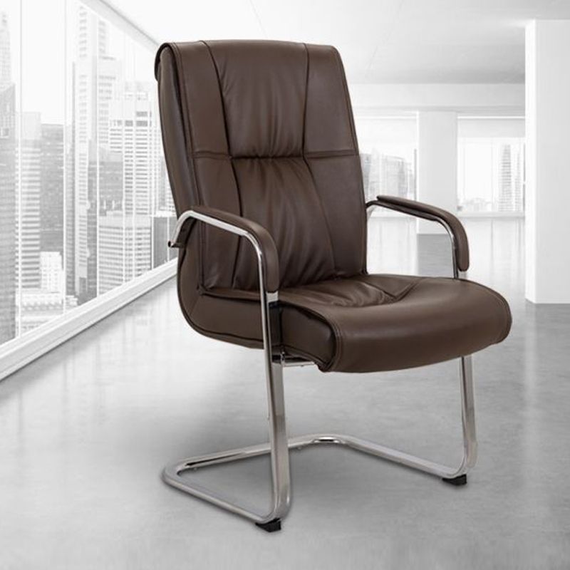 Faux Leather Executive Chair No Wheels Modern Office Chair with Fixed Arms Clearhalo 'furn' 'furn_office_chair' 'Furniture' 'Office Chairs' 'Office Furniture' 'office_chair' 1200x1200_e852b93a-025f-4f36-b7d3-94aebc19f49e