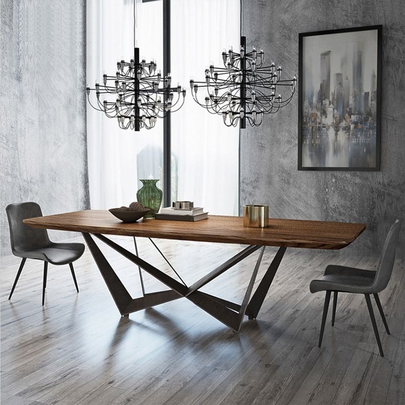 Rechteckiger Esstisch im Industriestil, Holztisch mit Metallbeinen für Zuhause