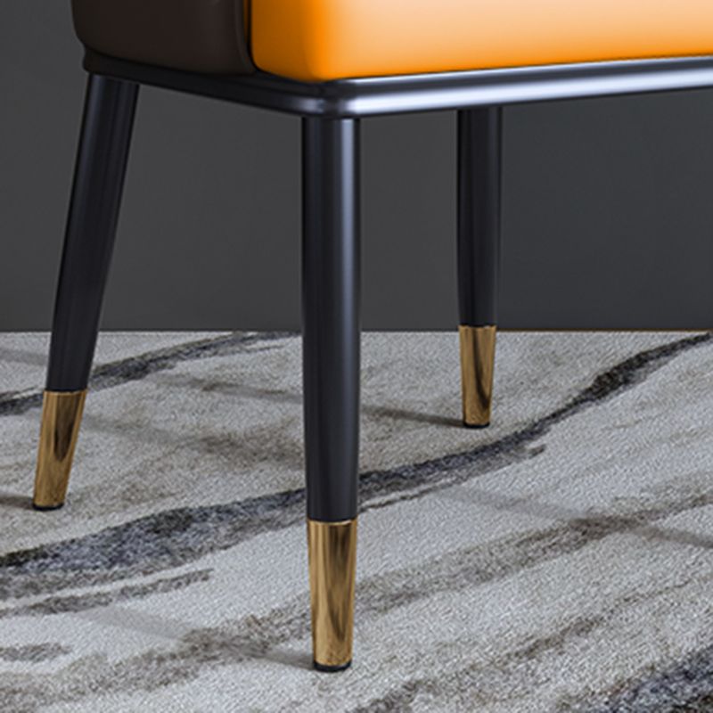 Scandinavian Style Metal Dining Chair Dining Room Solid Back Chair with Arm Clearhalo ' kitchen&dining_furn' 'Dining Chairs' 'Dining Tables & Seating' 'dining_chair' 'furn' 'furn_dining_chair' 'Furniture' 'furniture_dining_chair' 'Kitchen & Dining Furniture' 'kitchen' 1200x1200_e85400e3-d183-4be0-9a0b-6d9f898b7f80