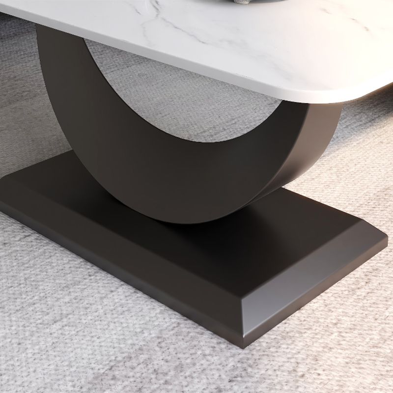 Glam Stone Coffee Table with Steel Pedestal Base and Rectangle Top Clearhalo 'Coffee & Accent Tables' 'Coffee Tables' 'coffee_tables' 'furn' 'furn_coffee_tables' 'Furniture' 'Living Room Furniture' 1200x1200_e8543899-0e66-45b6-8996-e7282ca3ba25