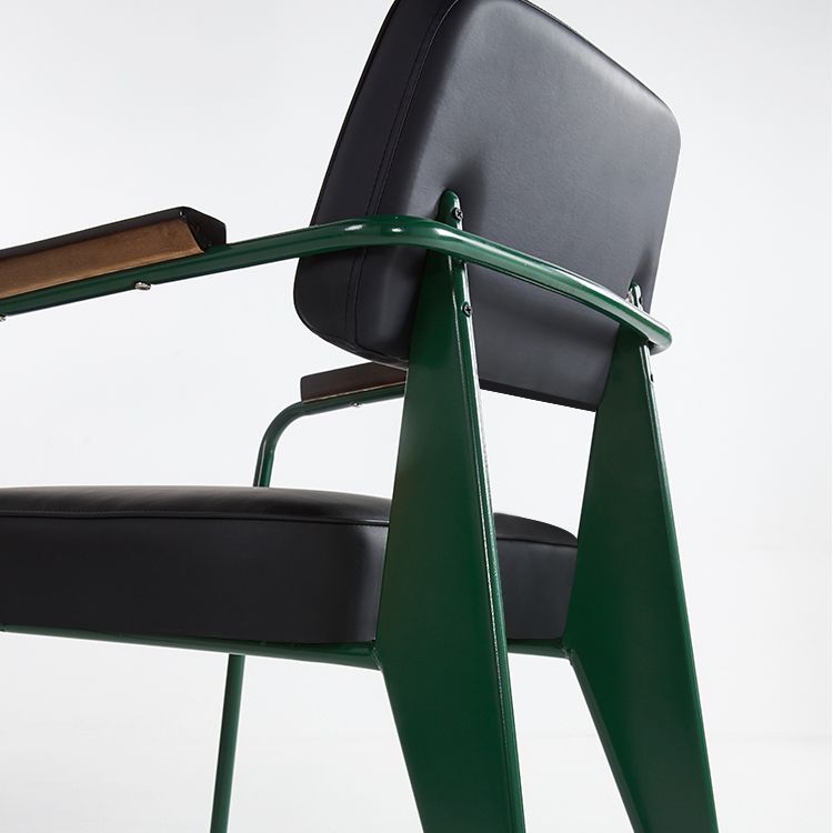 Industrial Style Dining Arm Chair Upholstered Open Back Armchairs with Metal Legs Clearhalo ' kitchen&dining_furn' 'Dining Chairs' 'Dining Tables & Seating' 'dining_chair' 'Furniture' 'furniture_dining_chair' 'Kitchen & Dining Furniture' 'kitchen' 1200x1200_e8560089-091b-4471-9e3e-0f7b56db3e38