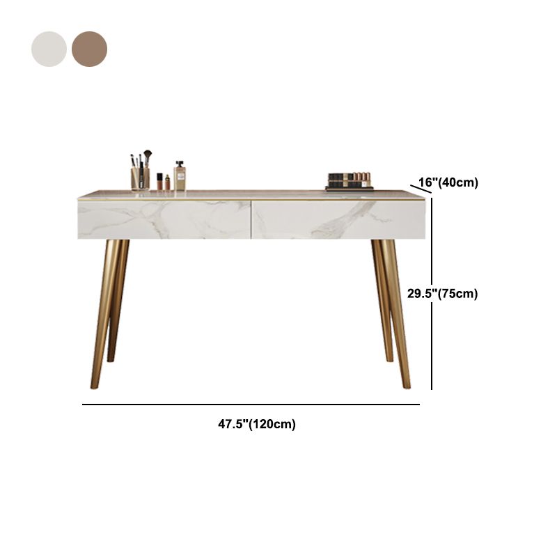 Metal and Stone Dressing Table Luxurious Double Drawers Stool Set