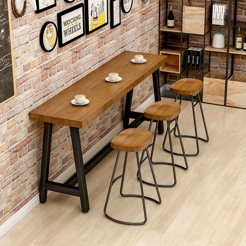 Contemporary Rectangle Bar Dining Table Wood Trestle Bar Height Table 42-Inch Top Clearhalo 'Bar Furniture' 'Bar Tables' 'bar_tables' 'furn' 'furn_bar_tables' 'Furniture' 'furniture_bar_tables' 'Kitchen & Dining Furniture' 'kitchen&dining_furn' 'kitchen' 1200x1200_e8589392-7b4e-4906-8060-4bde7ee3bbcd