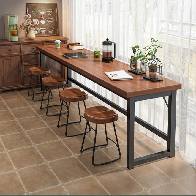 Table de bar de bistro de style moderne Table de bar à tréteaux en bois rectangulaire
