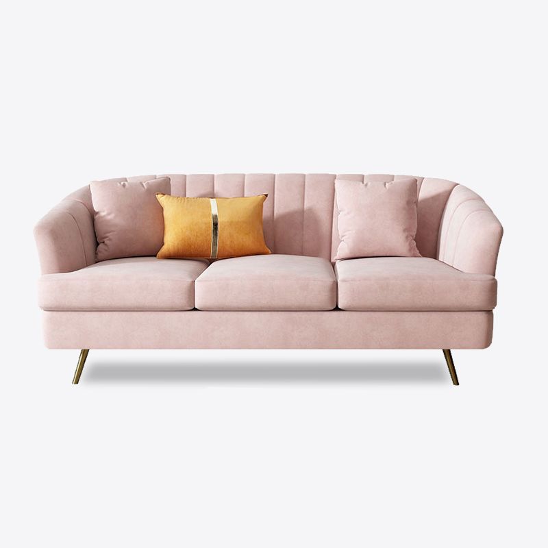 Sewn Pillow Back Sofa with Sloped Arms for Three People 31.5" High