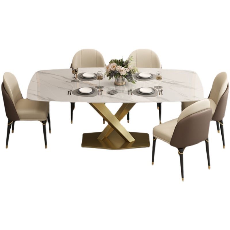Metal Contemporary Rectangular Table Sintered Stone Table for Dining Room Clearhalo ' dining_table' 'Dining Tables & Seating' 'Dining Tables' 'furn' 'furn_dining_table' 'Furniture' 'furniture_dining_table' 'Kitchen & Dining Furniture' 'kitchen&dining_furn' 'kitchen' 'kitchen_dining_table' 1200x1200_e85bfd51-e586-4224-9caa-71de451d3246