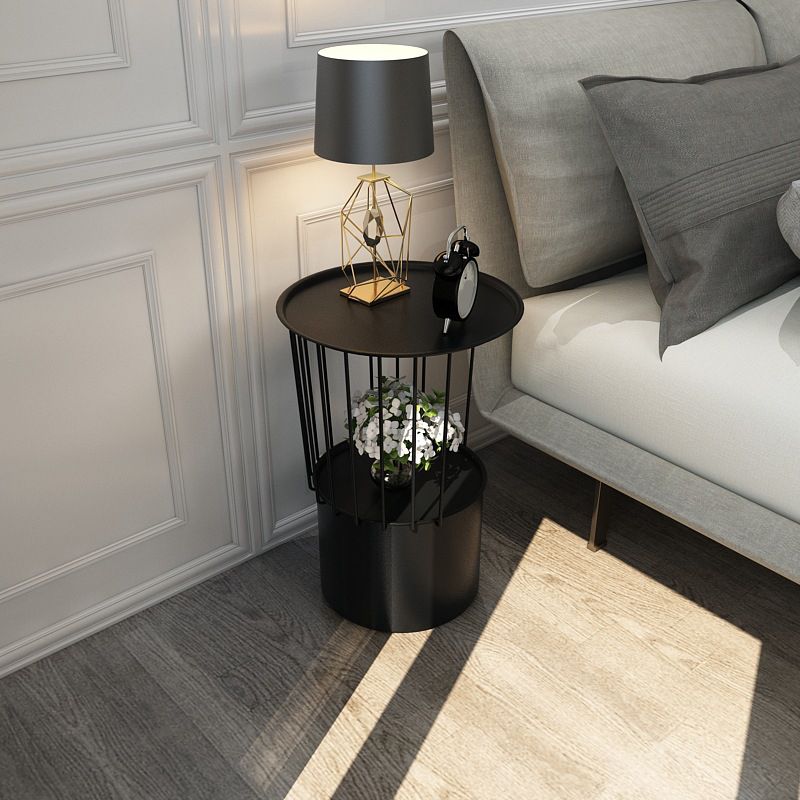 Mesa nocturna de hierro de 19.69 "Alto Gabinete de almacenamiento de almacenamiento con 2 estantes