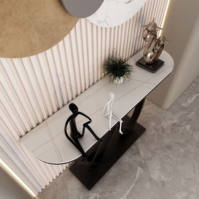 Tabella della console di metallo e pietra moderna da 31 pollici console di divano alto