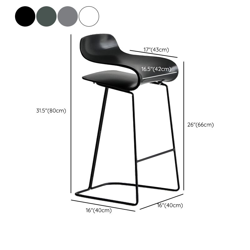Armless Metal Indoor Bar Stool Scandinavian Plastic Stool with Footrest