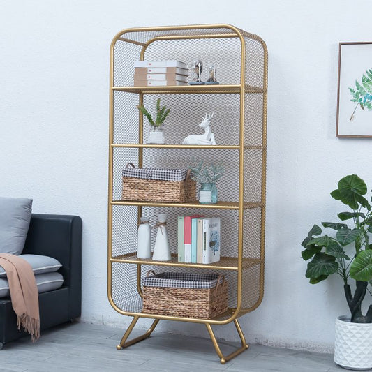 Etagere Closed Back Shelf Bookcase Vertical Metal Book Shelf for Home