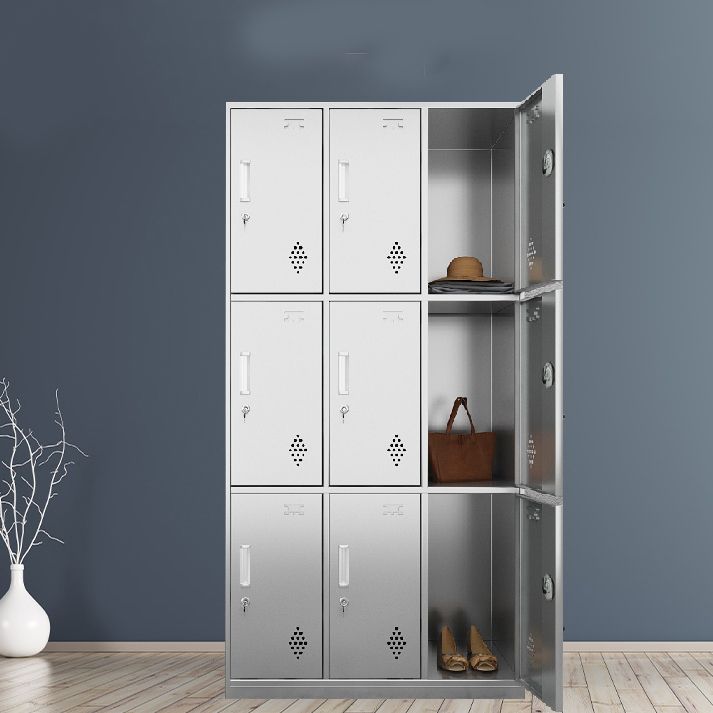 Chrome Metal Storage Cabinet Contemporary Cabinet with Hinged Doors