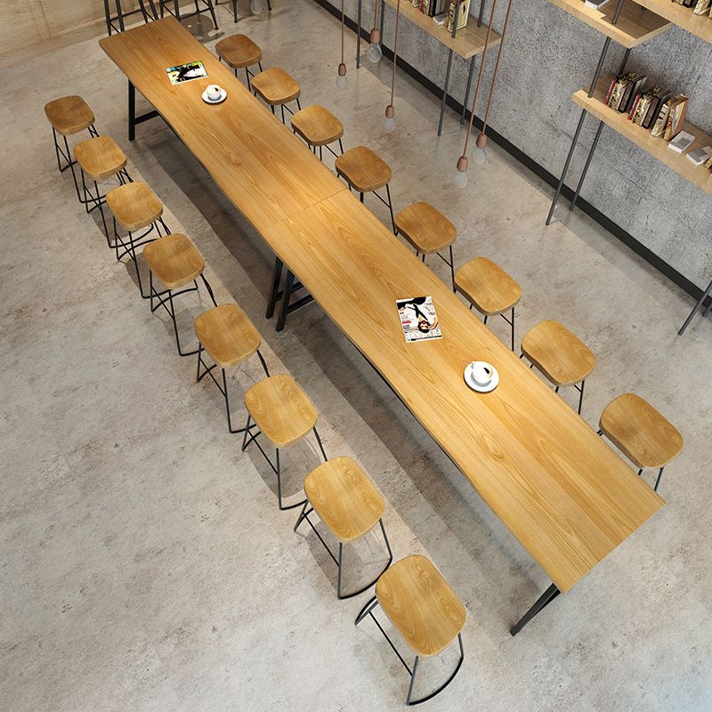 Light Brown Modern Style Bar Table in Solid Wood and Iron Cafe Bar Table, Only Table Clearhalo 'Bar Furniture' 'Bar Tables' 'bar_tables' 'furn' 'furn_bar_tables' 'Furniture' 'furniture_bar_tables' 'Kitchen & Dining Furniture' 1200x1200_e863ba18-a7c7-43a4-84f7-8041c0581ca6
