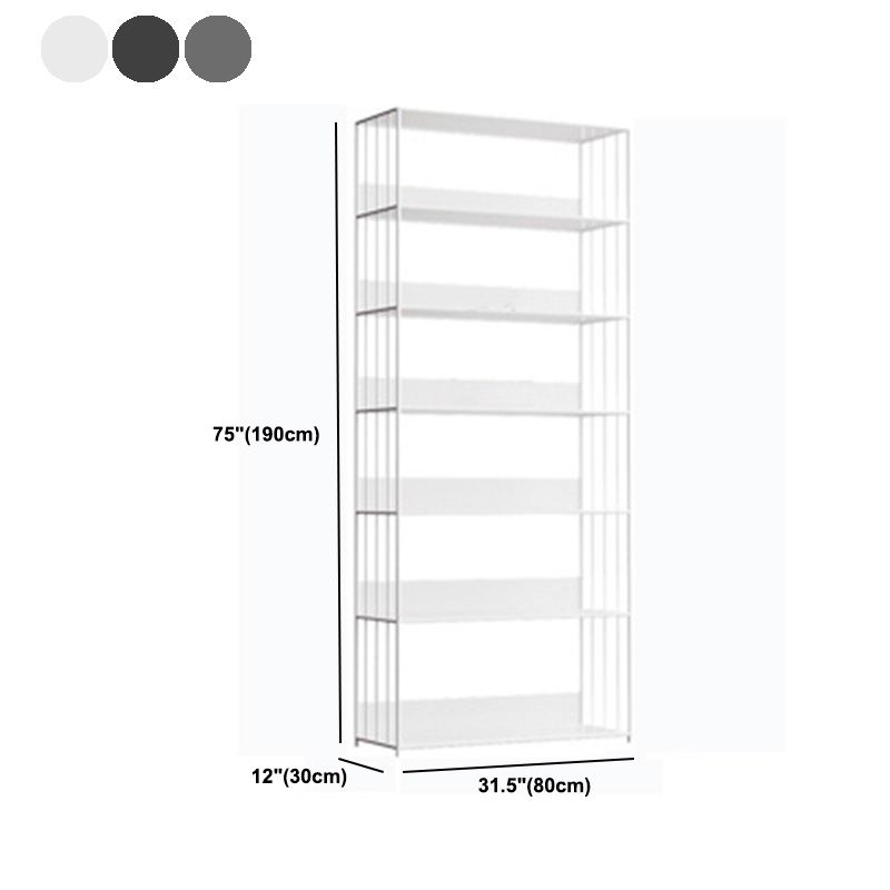 Modern Open Storage Bookcase 12" W Iron Frame Bookshelf with Shelves Clearhalo 'Bookcases' 'furn' 'furn_bookcases' 'Furniture' 'Office Furniture' 1200x1200_e8655ad5-e18f-471e-94c9-c01080c04a6d