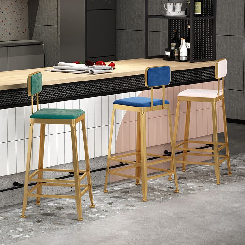 Glam Low Back Living Room Stool Matte Finish Velvet Counter Stool Clearhalo 'Bar Furniture' 'Bar Stools' 'bar_stools' 'furn' 'furn_bar_stools' 'Furniture' 'furniture_bar_stools' 'Kitchen & Dining Furniture' 1200x1200_e86579a7-ec4a-409f-870a-09ffcf7c213f