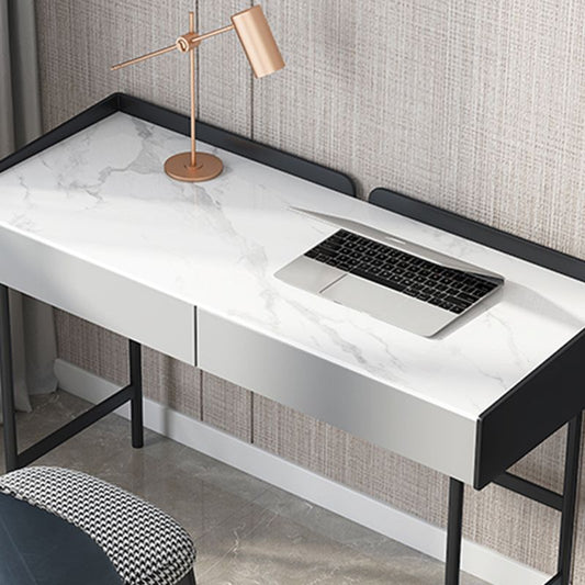Scrivania rettangolare in pietra moderna 29,53 "scrivania alta con 2 cassetti