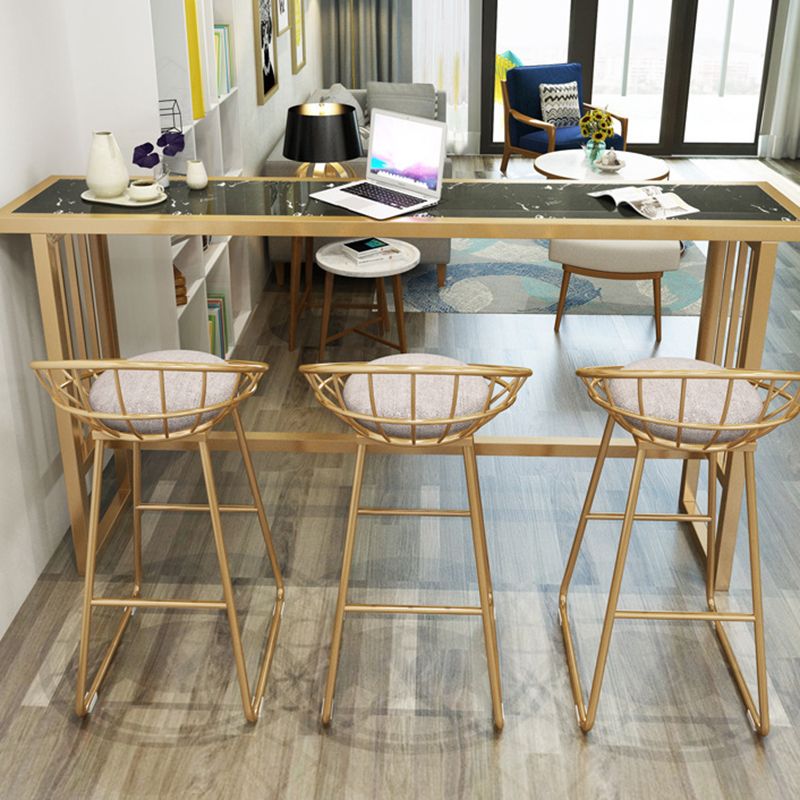 Modern Bar Height Table Faux Marble Top Bistro Table with Gold Base Clearhalo 'Bar Furniture' 'Bar Tables' 'bar_tables' 'furn' 'furn_bar_tables' 'Furniture' 'Kitchen & Dining Furniture' 1200x1200_e8661ae3-472a-40f0-911a-d9469b3fcec1