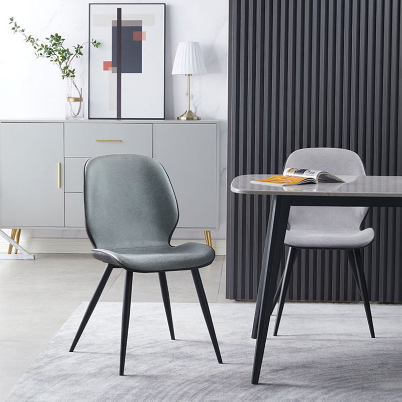 Contemporary Leather Dining Chairs Wingback Armless Chair with Metal Legs for Restaurant Clearhalo ' kitchen&dining_furn' 'Dining Chairs' 'Dining Tables & Seating' 'dining_chair' 'furn' 'furn_dining_chair' 'Furniture' 'furniture_dining_chair' 'Kitchen & Dining Furniture' 'kitchen' 1200x1200_e868f289-6807-4b9a-9599-6278bac2f43d