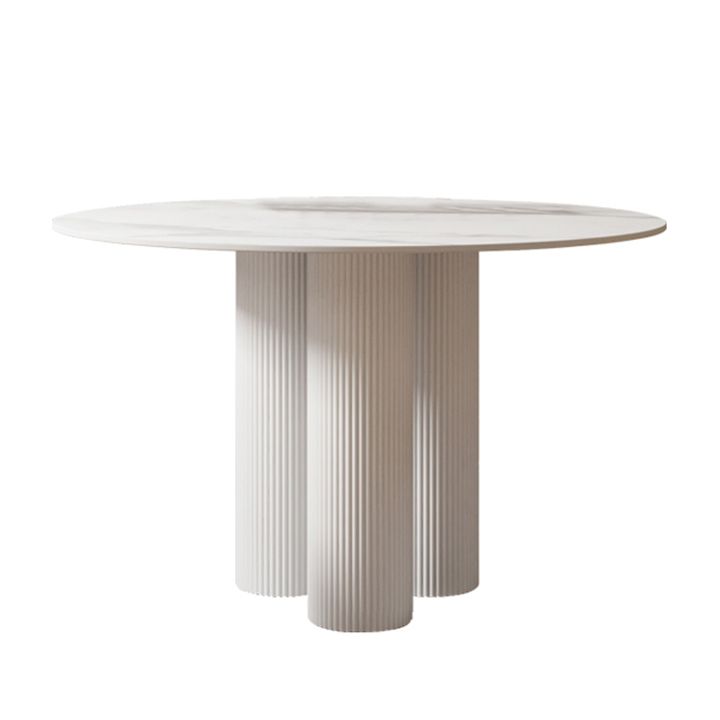 Round Standard Height Dining Table Modern Stone and Metal White Dinette Table Clearhalo 'Dining Tables & Seating' 'Dining Tables' 'dining_table' 'furn' 'furn_dining_table' 'Furniture' 'furniture_dining_table' 'Kitchen & Dining Furniture' 1200x1200_e86aaadc-78b9-4881-baf1-ea248e91fe15