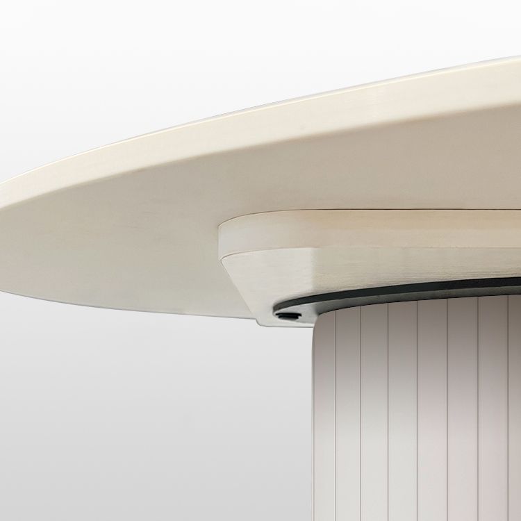 Mesa de comedor con pedestal doble blanco Mesa de comedor moderna con tapa de piedra