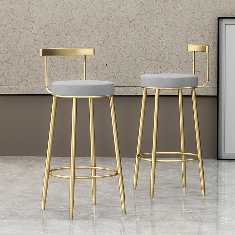 Glam Style Backrest Counter Stool Iron Cafe Bar Stool with Velvet Cushion and Pedal Clearhalo 'Bar Furniture' 'Bar Stools' 'bar_stools' 'furn' 'furn_bar_stools' 'Furniture' 'furniture_bar_stools' 'Kitchen & Dining Furniture' 1200x1200_e86b422c-b694-4eba-acdb-1019e3e6d1d0