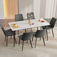Mesa de comedor de piedra blanca rectangular contemporánea con piernas