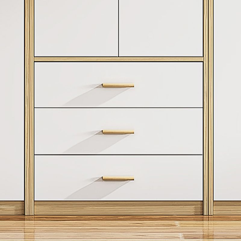 Contemporary Freestanding Wardrobe Engineered Wood White Wardrobe