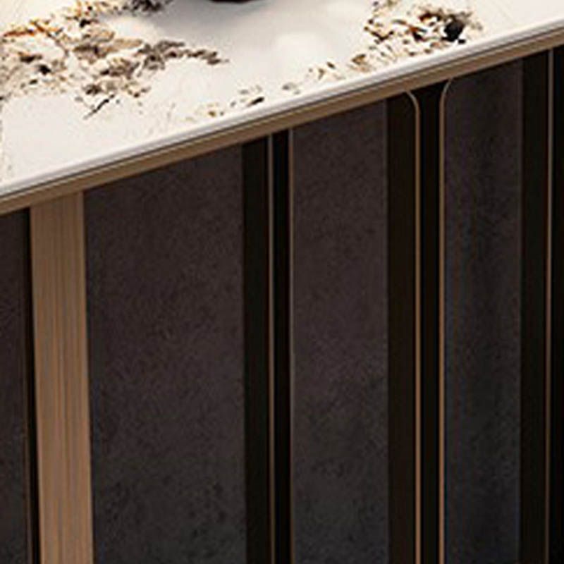 Modern Rectangular Console Table Stone Console Sofa Table in White and Gold
