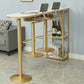 Glam Style 41.3"H Bar Table Marble White Top Specialty Bistro Table in Gold Clearhalo 'Bar Furniture' 'Bar Tables' 'bar_tables' 'furn' 'furn_bar_tables' 'Furniture' 'furniture_bar_tables' 'Kitchen & Dining Furniture' 'kitchen&dining_furn' 'kitchen' 1200x1200_e87349fa-3a1f-4ef2-a569-e074ab87cd70