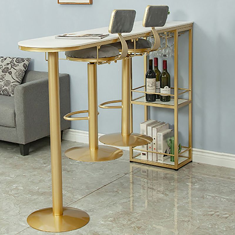 Glam Style 41.3"H Bar Table Marble White Top Specialty Bistro Table in Gold Clearhalo 'Bar Furniture' 'Bar Tables' 'bar_tables' 'furn' 'furn_bar_tables' 'Furniture' 'furniture_bar_tables' 'Kitchen & Dining Furniture' 'kitchen&dining_furn' 'kitchen' 1200x1200_e87349fa-3a1f-4ef2-a569-e074ab87cd70