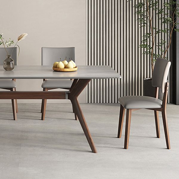 Estilo contemporáneo 1/4/5 Piezas Sillas de comedor Conjunta muebles de piedra rectangulares en gris