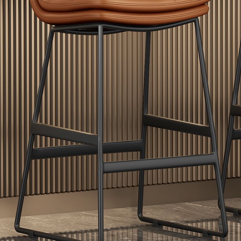 Faux Leather Bar Stools Industrial Metal Patio Bar Stool with Black Legs Clearhalo 'Bar Furniture' 'Bar Stools' 'bar_stools' 'furn' 'furn_bar_stools' 'Furniture' 'Kitchen & Dining Furniture' 1200x1200_e8798d9d-7944-4abd-92b9-a761b576322b