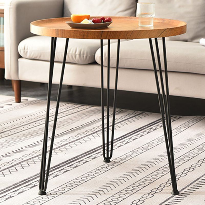 3 Legs Base Design Black Base Plate Countertop Walnut/wood Round Side Table