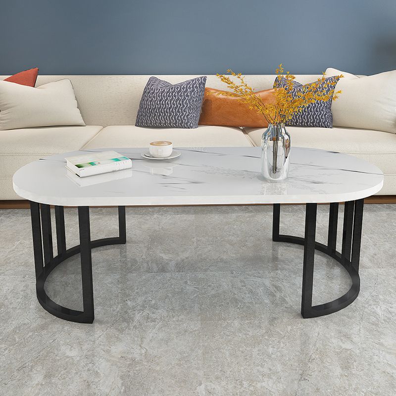 Framio di tavolino singolo di ardesia e metallo ovale 1 tavolino da caffè