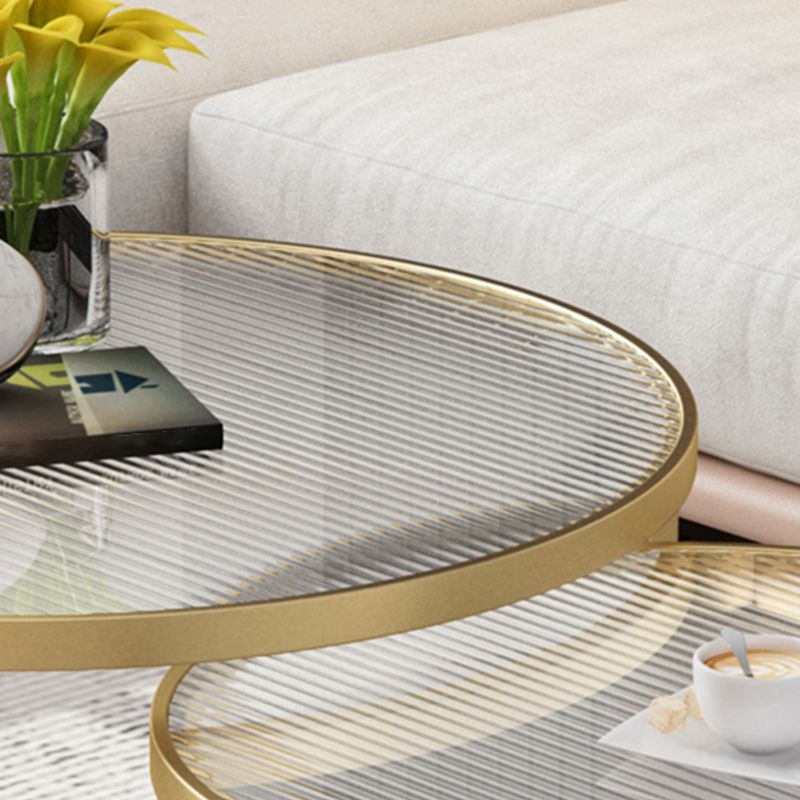 Pedestal Base Iron Coffee Table Included Round 2 Nesting Cocktail Table in Clear Clearhalo 'Coffee & Accent Tables' 'Coffee Tables' 'coffee_tables' 'furn' 'furn_coffee_tables' 'Furniture' 'furniture_coffee_tables' 'Living Room Furniture' 1200x1200_e87b1408-d178-412a-b9b7-63eadd59d131