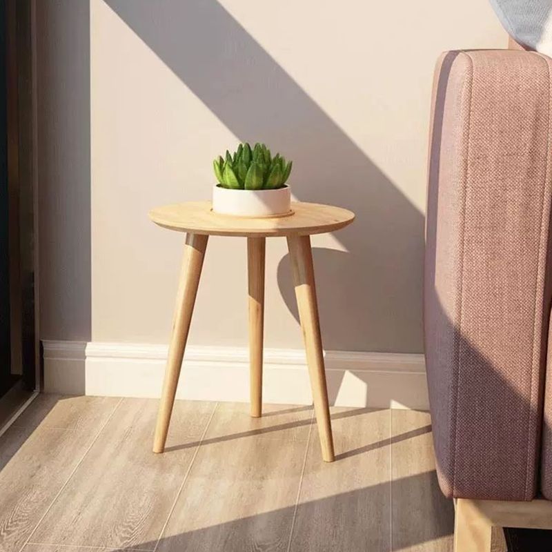 Solid Wood Nordic 3 Legs Side Table Natural/White Round End Table Clearhalo 'Coffee & Accent Tables' 'End & Side Tables' 'end_side_table' 'end_side_tables' 'furn' 'furn_end_side_tables' 'Furniture' 'furniture_end_side_table' 'Living Room Furniture' 1200x1200_e87b1f7f-a8b9-4535-9e3d-271d35b5f606