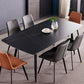 Sintered Stone Rectangular Dining Table Contemporary with Four Legs Base Table in Black Clearhalo ' dining_table' 'Dining Tables & Seating' 'Dining Tables' 'Furniture' 'furniture_dining_table' 'Kitchen & Dining Furniture' 'kitchen&dining_furn' 'kitchen' 'kitchen_dining_table' 1200x1200_e87be0ce-c496-4a99-81ed-10a80ec406a7