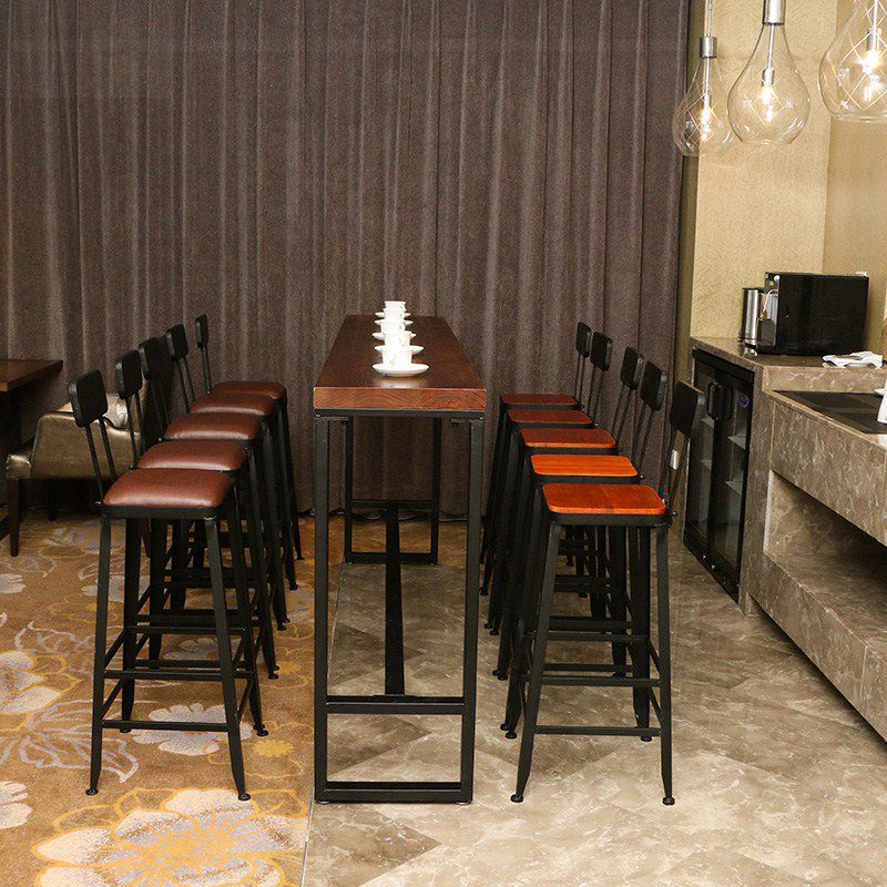 1/6/11 Pieces Pine Wood Top Bar Set with Metal Frame Industrial Rectangle Pub Set Clearhalo 'Bar Furniture' 'furn' 'furn_home_bar_bar_sets' 'Furniture' 'Home Bars & Bar Sets' 'home_bar_bar_sets' 'Kitchen & Dining Furniture' 1200x1200_e87c6ddf-e861-4fa6-8123-bfae5d2ab905
