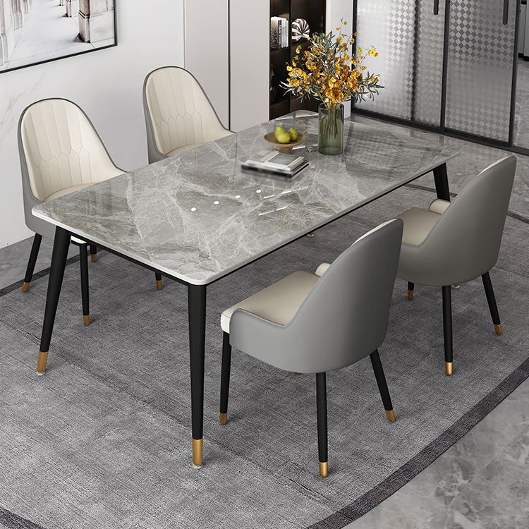 Contemporary Style Stone Dining Table Rectangle 4 Legs Table for Dining Room Clearhalo ' dining_table' 'Dining Tables & Seating' 'Dining Tables' 'furn' 'furn_dining_table' 'Furniture' 'furniture_dining_table' 'Kitchen & Dining Furniture' 'kitchen&dining_furn' 'kitchen' 'kitchen_dining_table' 1200x1200_e880da77-aa4a-43c4-a4c2-8d397ad5ae31