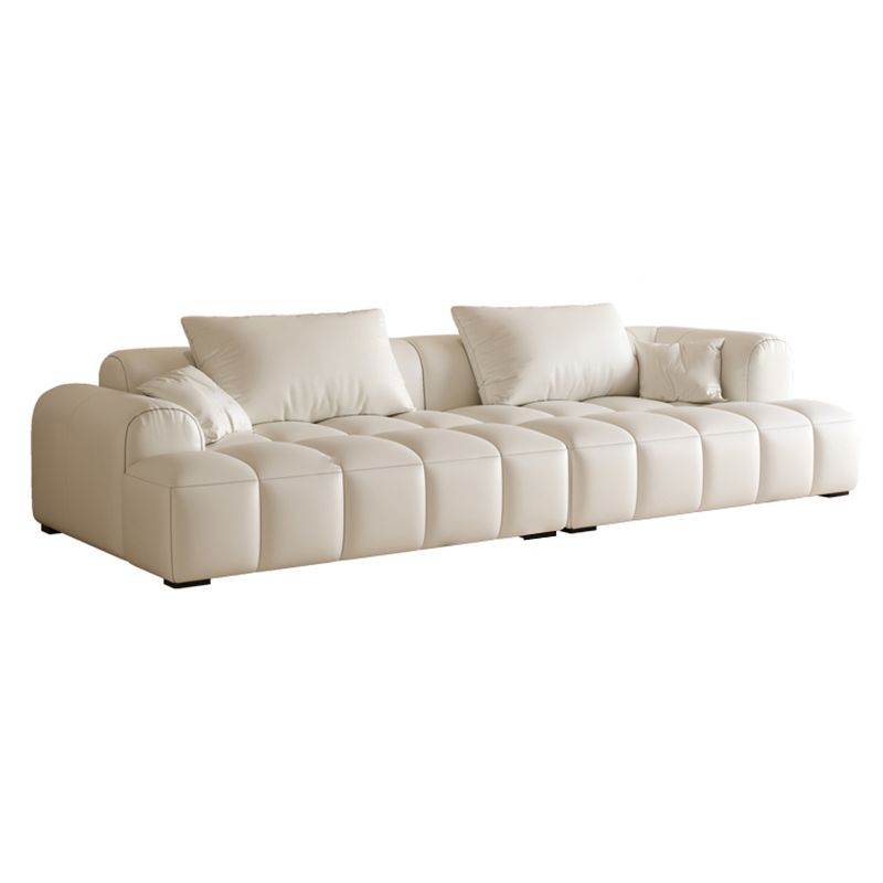 Scandinavian Faux Leather Pillow Back Recessed Arm Sofa For Living Room Clearhalo 'furn' 'furn_sofas' 'Furniture' 'Living Room Furniture' 'Sofa' 'sofas' 1200x1200_e8815fc0-a41a-4680-b8b1-6fd5fda87507