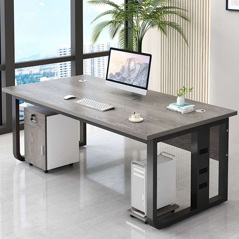 Madera de mesa de escritura de oficina rectangular con 2 patas en gris/marrón