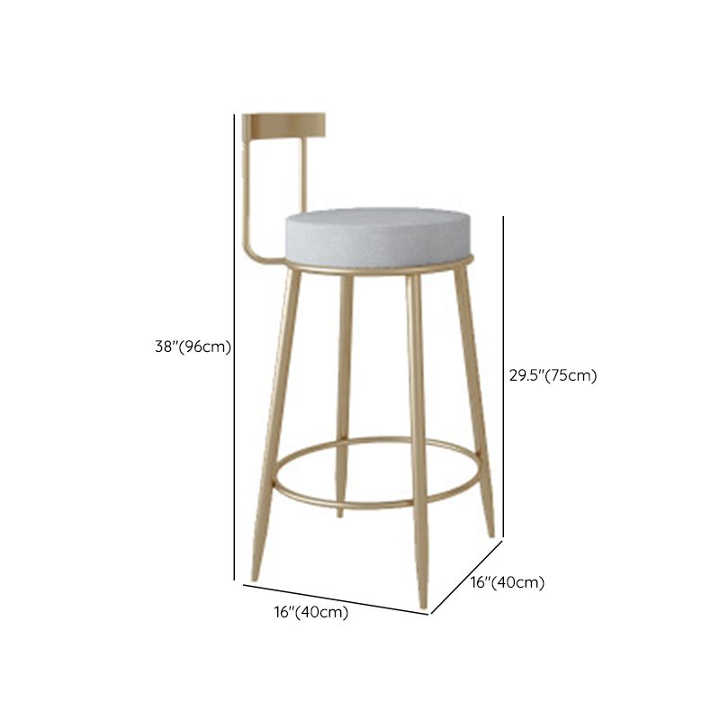 Glam Style Counter Stool Upholstered Bar Stool with Metal Base