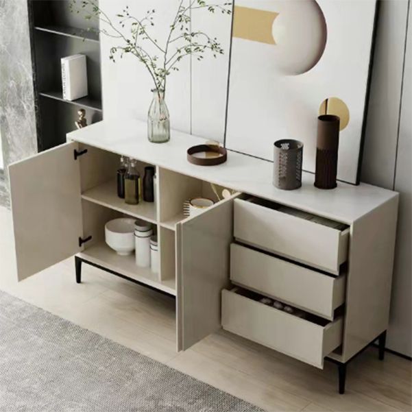 Glam 2-Door Sideboard Sintered Stone Top Sideboard for Living Room Clearhalo 'buffet_sideboard' 'Buffets & Sideboards' 'furn' 'furn_buffet_sideboard' 'Furniture' 'Kitchen & Dining Furniture' 1200x1200_e8836470-b240-4500-8fbc-065cd8762179