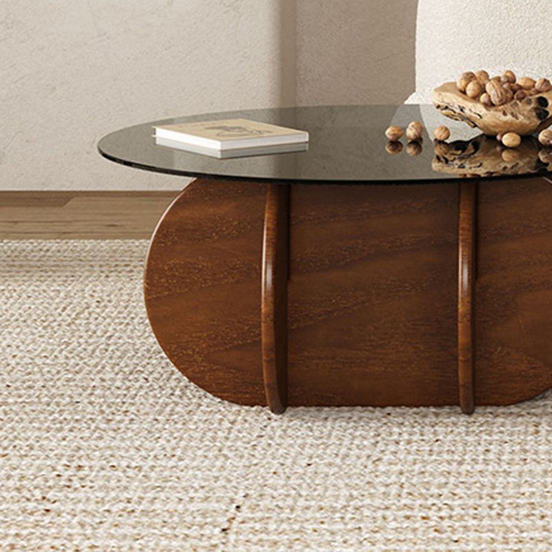 Tavolino contemporaneo in vetro astratto top rotondo del salotto