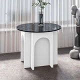 Pedestal 1 Single Coffee Table Marble/Metallic Cocktail Table