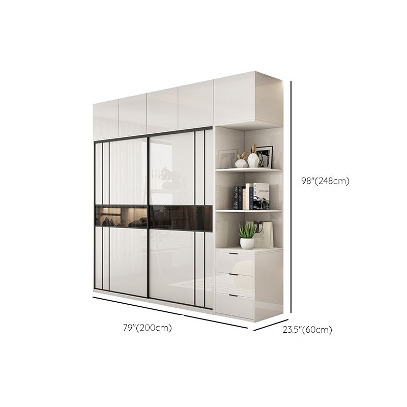 White Colour Wooden Wardrobe Cloth Rod Included Wardrobe Closet with Shelves Clearhalo 'Armoires & Wardrobes' 'armoires_wardrobes' 'Bedroom Furniture' 'furn' 'furn_armoires_wardrobes' 'Furniture' 1200x1200_e8844caf-b53a-4699-bebb-865032b2f0ce