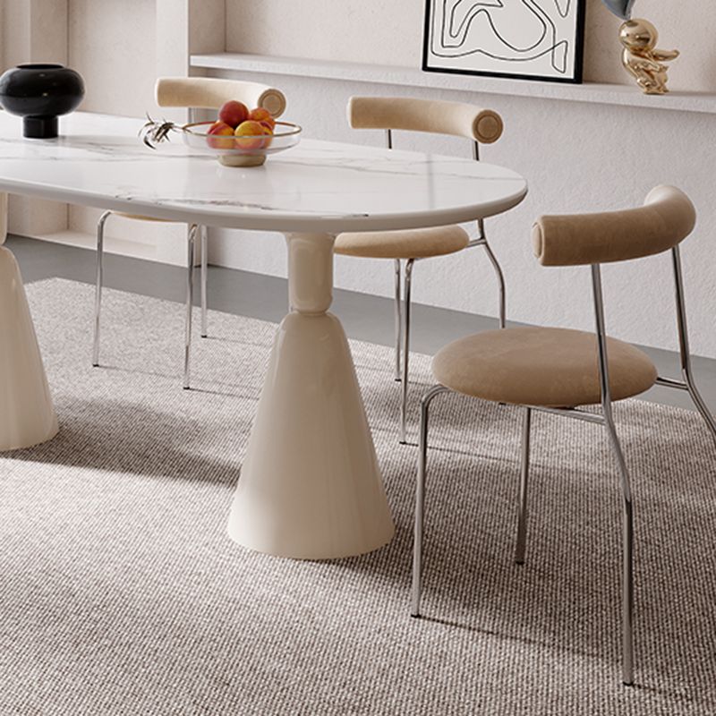 Contemporary Double Pedestal Dining Table Oval Kitchen Dinner Table Clearhalo 'Dining Tables & Seating' 'Dining Tables' 'dining_table' 'furn' 'furn_dining_table' 'Furniture' 'Kitchen & Dining Furniture' 1200x1200_e8845c18-abc5-4f46-9cda-9bc5865155a8