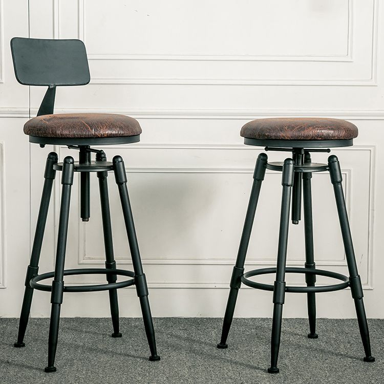 Industrial Armless Rotatable Counter Stool Iron Bar Stool with  Pedal